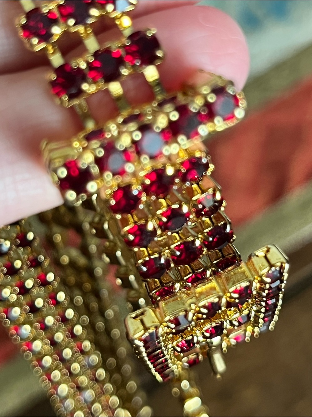 Ruby Red Rhinestone Metallic Belt Unique - Picture 4 of 11